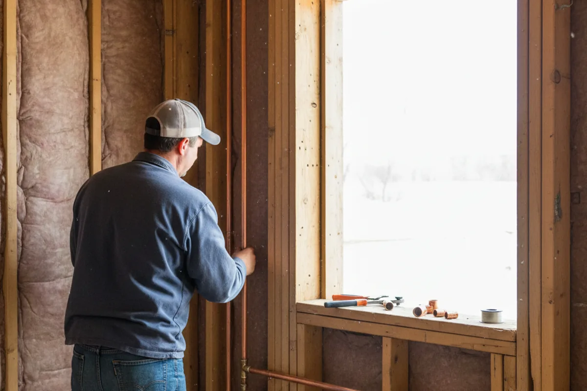 Licensed plumber running new copper supply lines in a Lakeside home